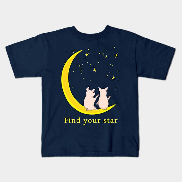 find you star with piggies Kids T-Shirt by Alina